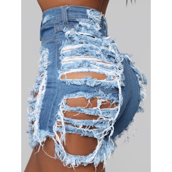 Fashion Nova Yes Now Distressed Bermuda Shorts - Picture 2 of 5